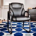 Interion By Global Industrial Interion Antimicrobial Bonded Leather Guest Chair, Black 695626-AM